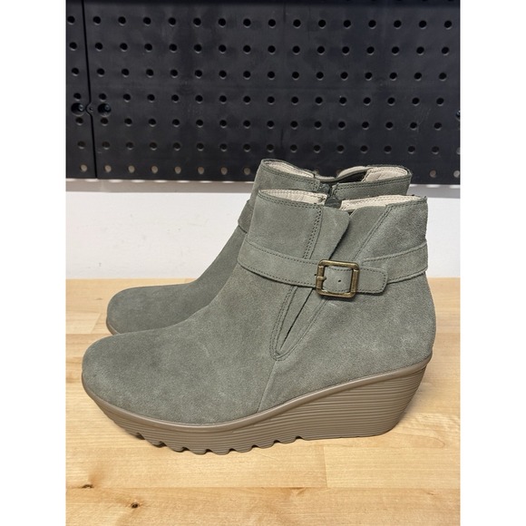 Skechers Parallel Day Date Ankle Boots Platforms Wedges Bohemian Olive 9.5 M - Picture 3 of 10
